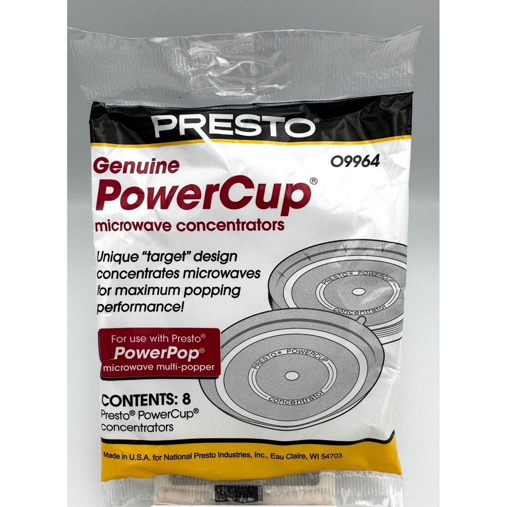 NEW Presto PowerCup Microwave Concentrators 09964 Genuine PowerPop Liners 8 Pack